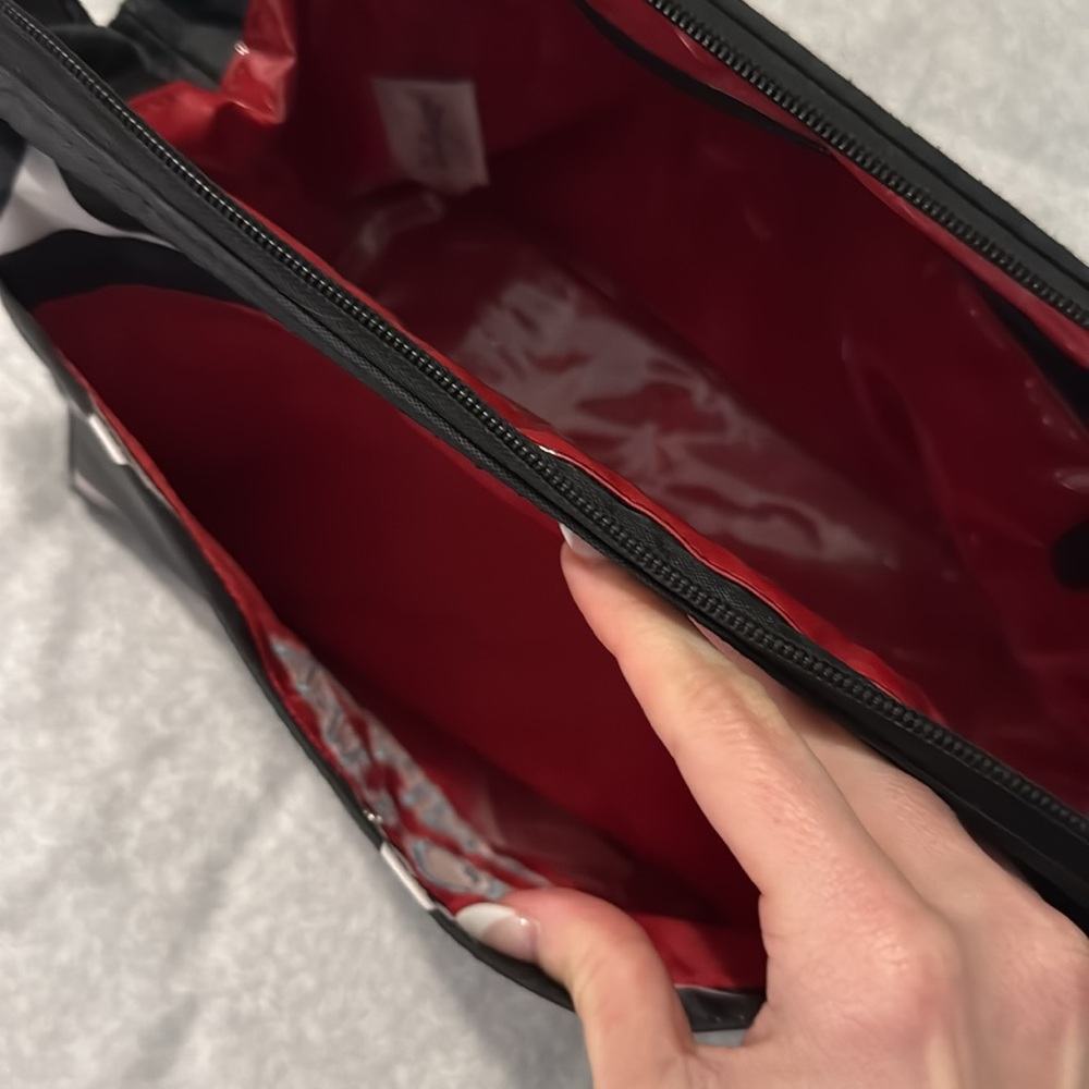 Large Black White Polka Dot Zipper Makeup Bag - Picture 9 of 9